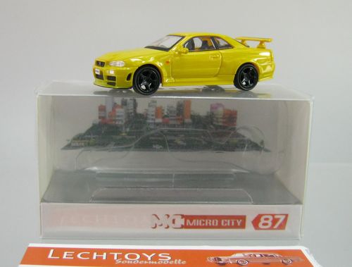 Micro City 1:87, Nissan GTR34, gelb / yellow, neu